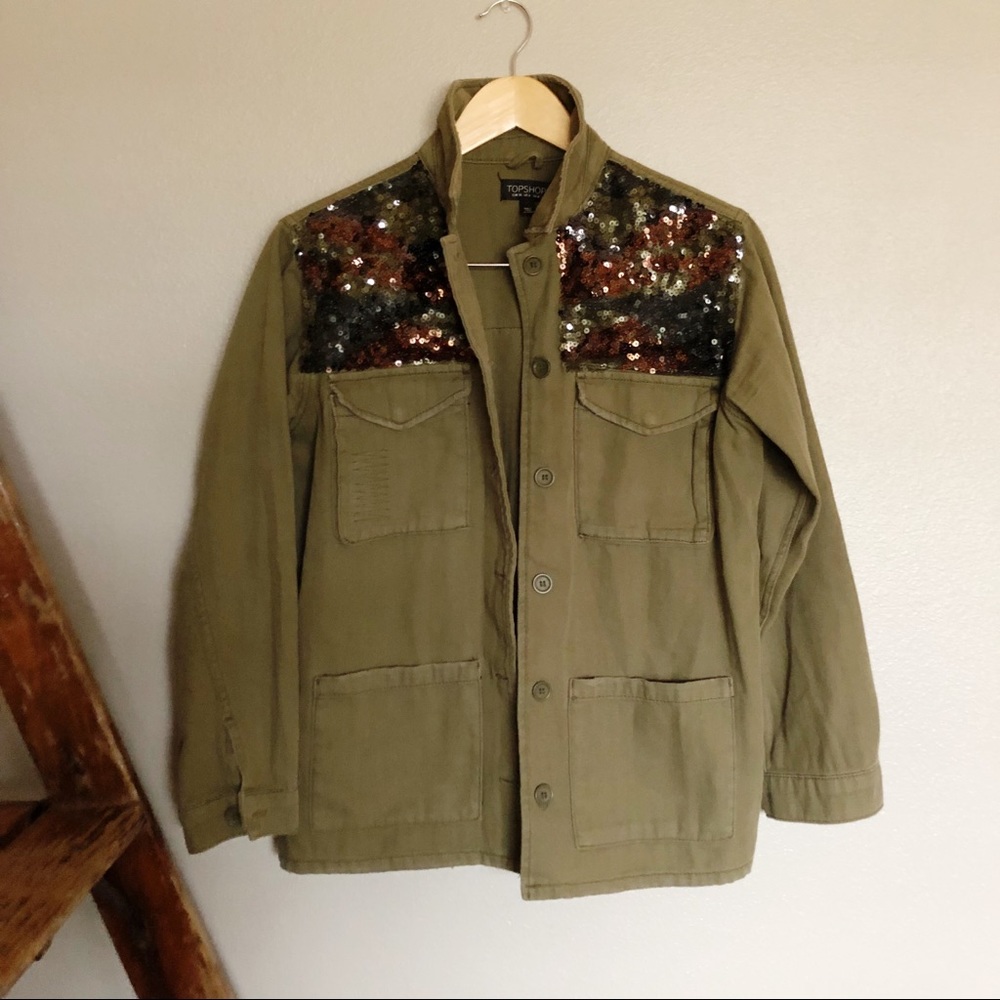 Topshop | green military jacket